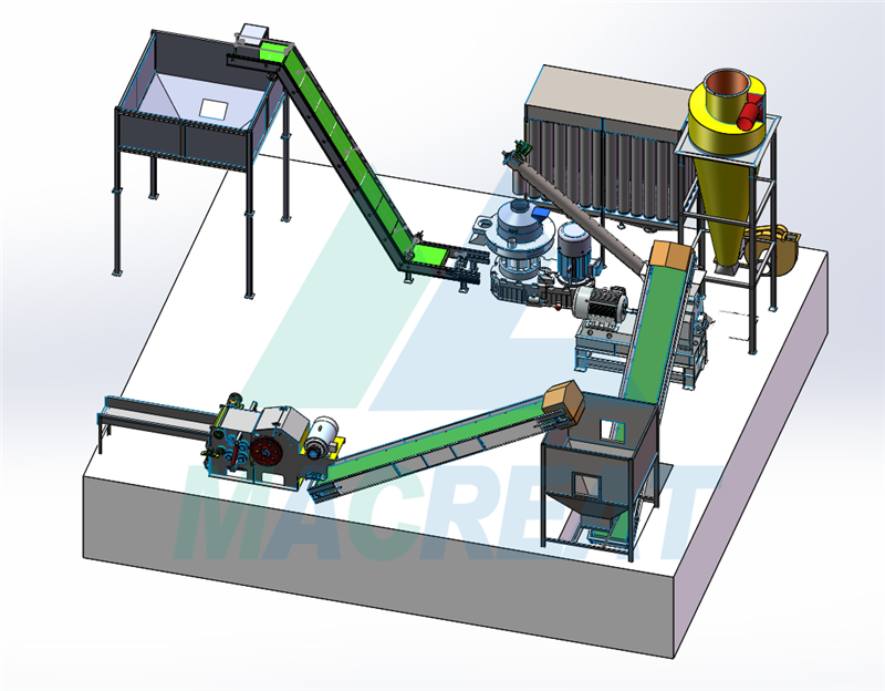 Caja de línea de fabricación de pellets de 1t